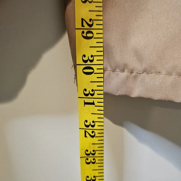 Tan Straight Leg Cargo Pants Elastic Waist Utility Pockets Casual Streetwear 31 - Picture 12 of 13